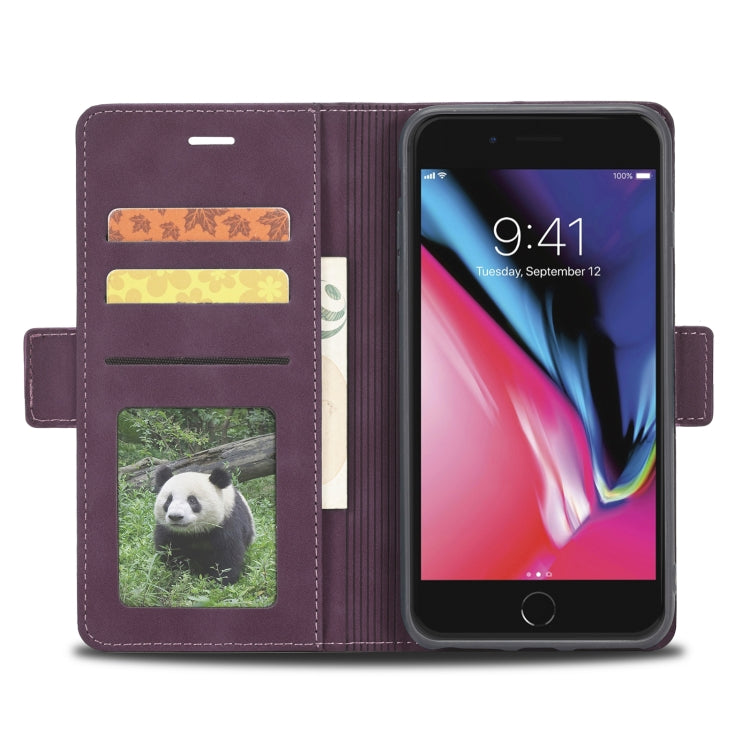 For iPhone SE 2022 / SE 2020 / 8 / 7 Forwenw Dual-side Buckle Leather Phone Case(Wine Red) - HoMEdemic™ 