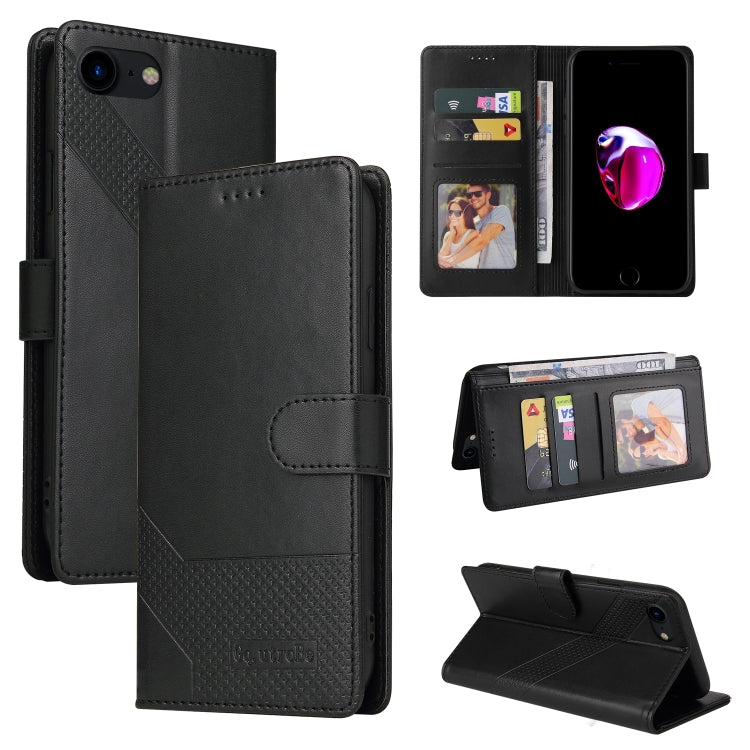 For iPhone SE 2022 / SE 2020 / 8 / 7 GQUTROBE Skin Feel Magnetic Leather Phone Case(Black) - HoMEdemic™ 