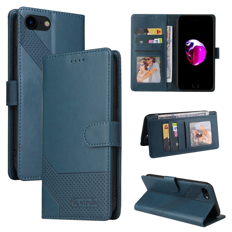 For iPhone SE 2022 / SE 2020 / 8 / 7 GQUTROBE Skin Feel Magnetic Leather Phone Case(Blue) - HoMEdemic™ 