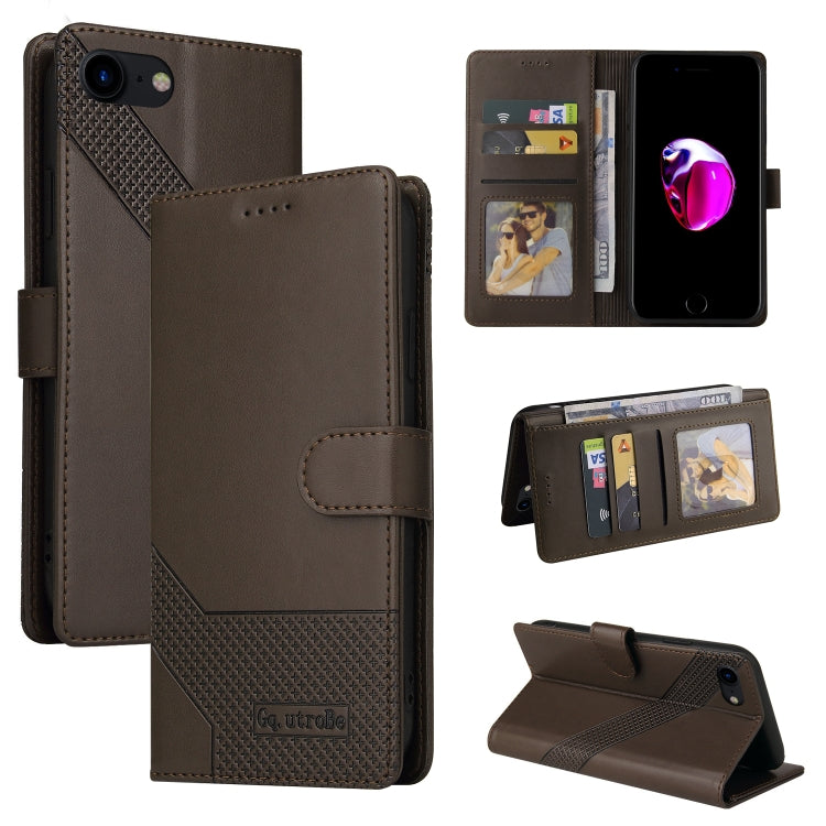 For iPhone SE 2022 / SE 2020 / 8 / 7 GQUTROBE Skin Feel Magnetic Leather Phone Case(Brown) - HoMEdemic™ 