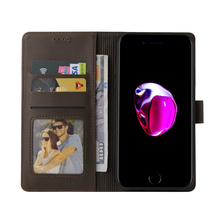 For iPhone SE 2022 / SE 2020 / 8 / 7 GQUTROBE Skin Feel Magnetic Leather Phone Case(Brown) - HoMEdemic™ 