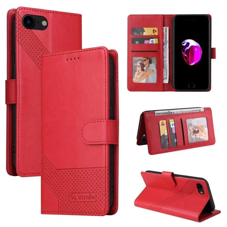 For iPhone SE 2022 / SE 2020 / 8 / 7 GQUTROBE Skin Feel Magnetic Leather Phone Case(Red) - HoMEdemic™ 