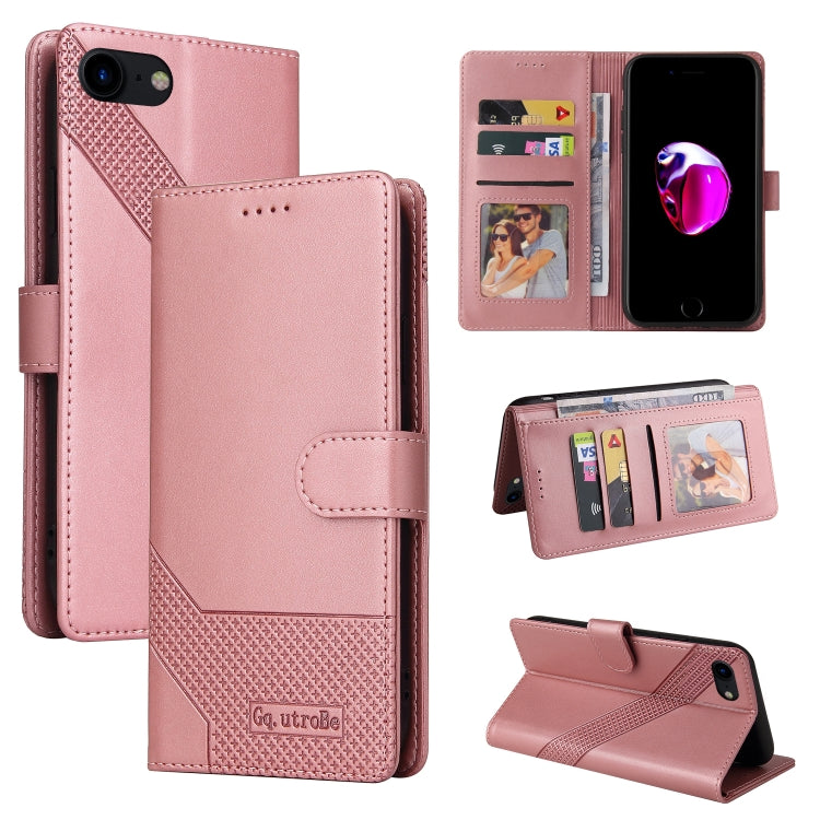 For iPhone SE 2022 / SE 2020 / 8 / 7 GQUTROBE Skin Feel Magnetic Leather Phone Case(Rose Gold) - HoMEdemic™ 