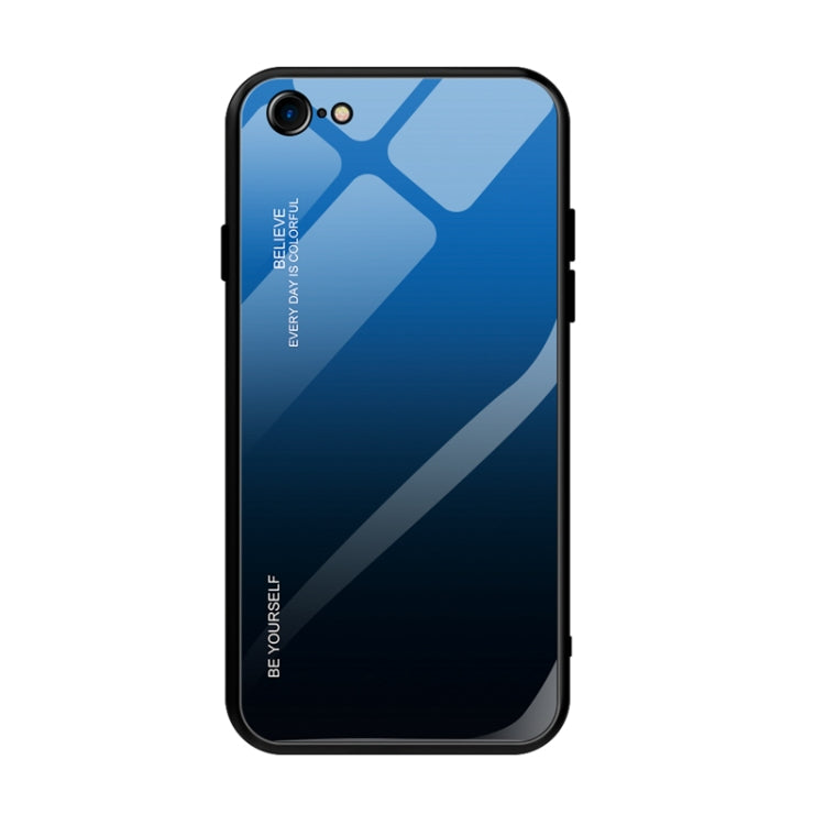 For iPhone SE 2022 / SE 2020 / 8 / 7 Gradient Color Glass Case(Blue) - HoMEdemic™ 