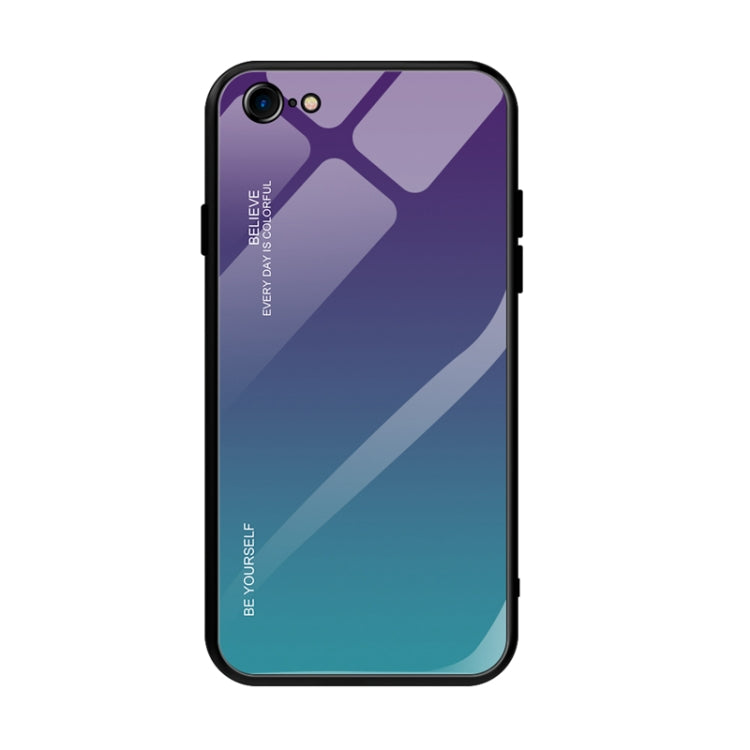For iPhone SE 2022 / SE 2020 / 8 / 7 Gradient Color Glass Case(Purple) - HoMEdemic™ 
