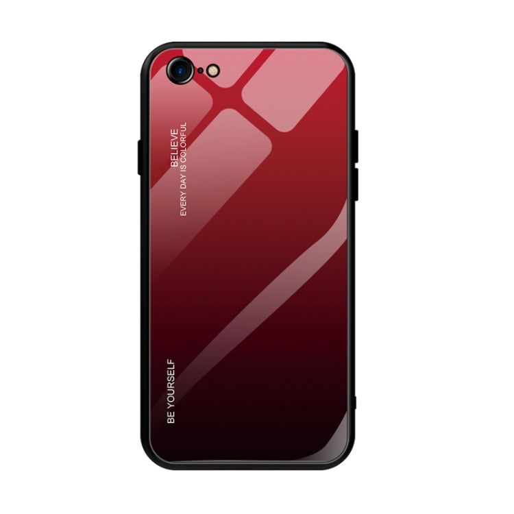 For iPhone SE 2022 / SE 2020 / 8 / 7 Gradient Color Glass Case(Red) - HoMEdemic™ 