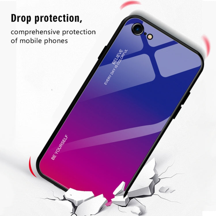 For iPhone SE 2022 / SE 2020 / 8 / 7 Gradient Color Glass Case(Red) - HoMEdemic™ 