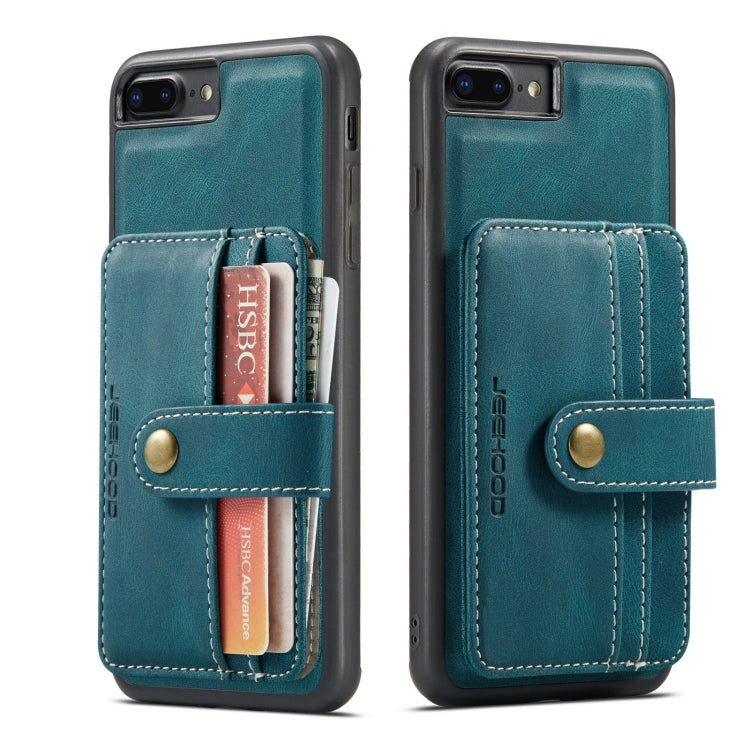 For iPhone SE 2022 / SE 2020 / 8 / 7 JEEHOOD RFID Blocking Anti-Theft Wallet Phone Case(Blue) - HoMEdemic™ 