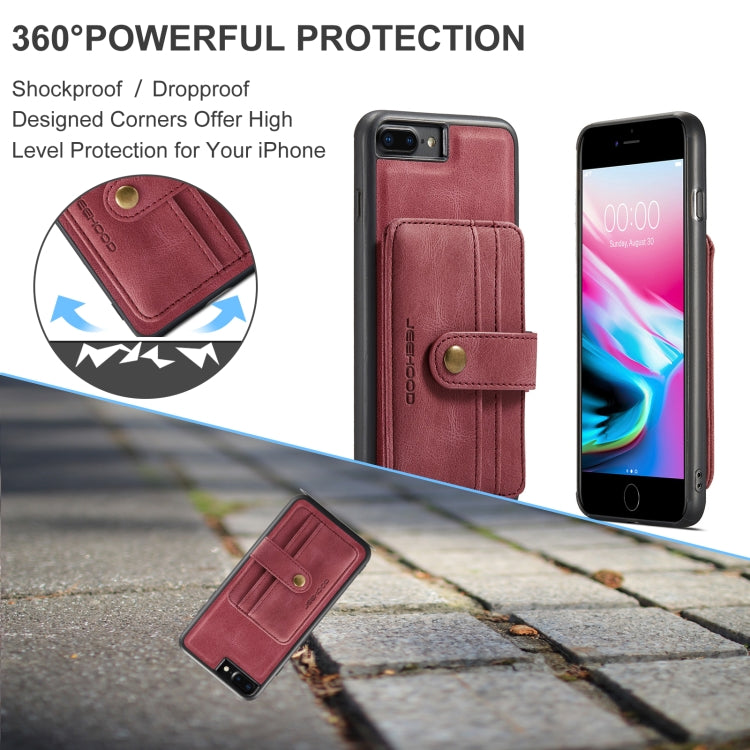 For iPhone SE 2022 / SE 2020 / 8 / 7 JEEHOOD RFID Blocking Anti-Theft Wallet Phone Case(Red) - HoMEdemic™ 