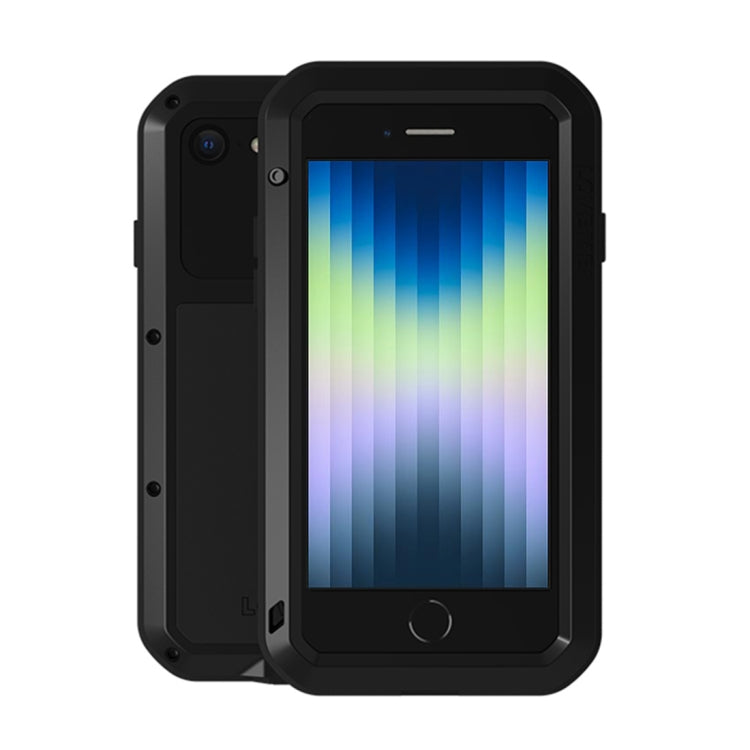 For iPhone SE 2022 / SE 2020 / 8 / 7 LOVE MEI Metal Shockproof Life Waterproof Dustproof Protective Phone Case with Glass(Black) - HoMEdemic™ 