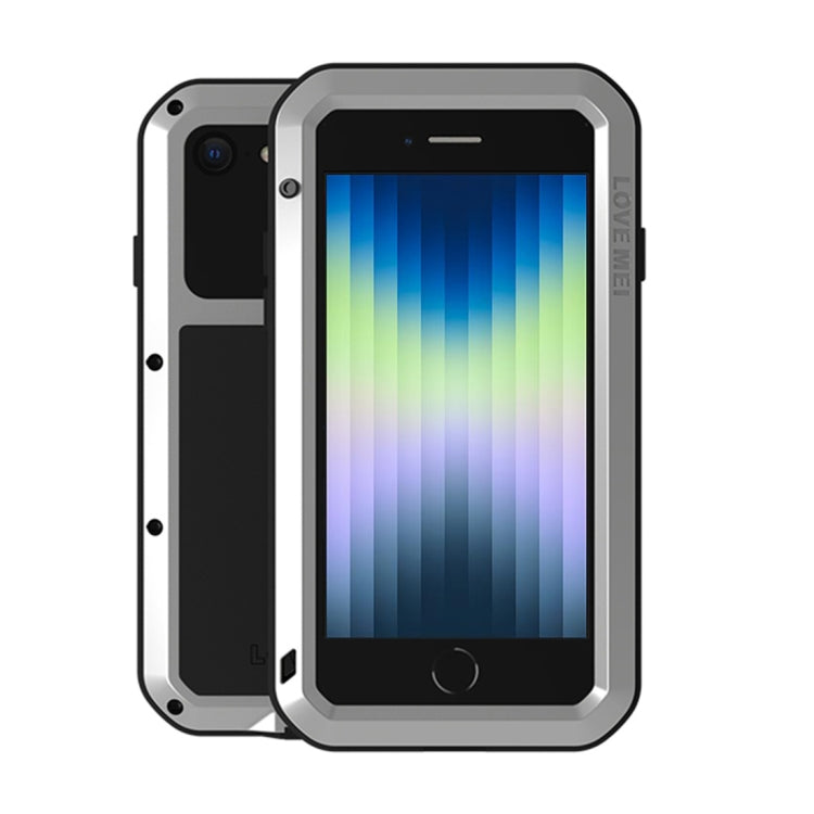 For iPhone SE 2022 / SE 2020 / 8 / 7 LOVE MEI Metal Shockproof Life Waterproof Dustproof Protective Phone Case with Glass(Silver) - HoMEdemic™ 