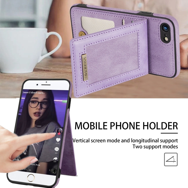 For iPhone SE 2022 / SE 2020 / 8 / 7 N.BEKUS Vertical Flip Card Slot RFID Phone Case(Purple) - HoMEdemic™ 