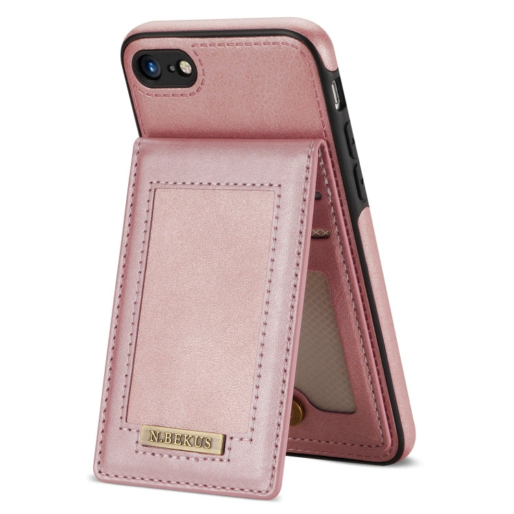For iPhone SE 2022 / SE 2020 / 8 / 7 N.BEKUS Vertical Flip Card Slot RFID Phone Case(Rose Gold) - HoMEdemic™ 
