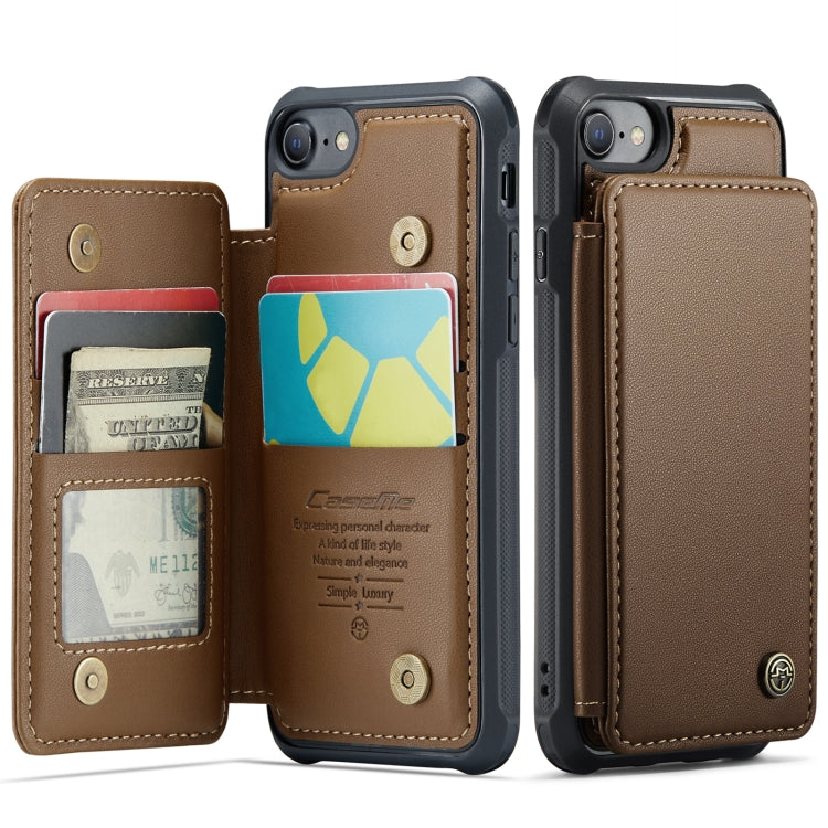 For iPhone SE 2022 / SE 2020 CaseMe C22 Card Slots Holder RFID Anti-theft Phone Case(Brown) - HoMEdemic™ 