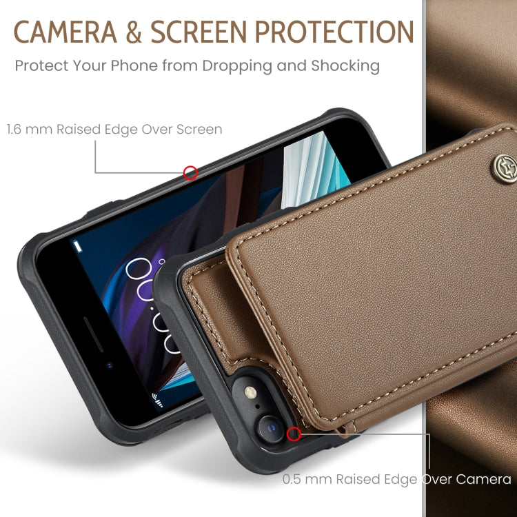 For iPhone SE 2022 / SE 2020 CaseMe C22 Card Slots Holder RFID Anti-theft Phone Case(Brown) - HoMEdemic™ 