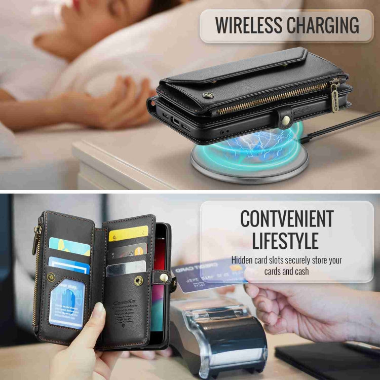 For iPhone SE 2022 / SE 2020 CaseMe C36 Card Slots Zipper Wallet RFID Anti-theft Leather Phone Case(Black) - HoMEdemic™ 