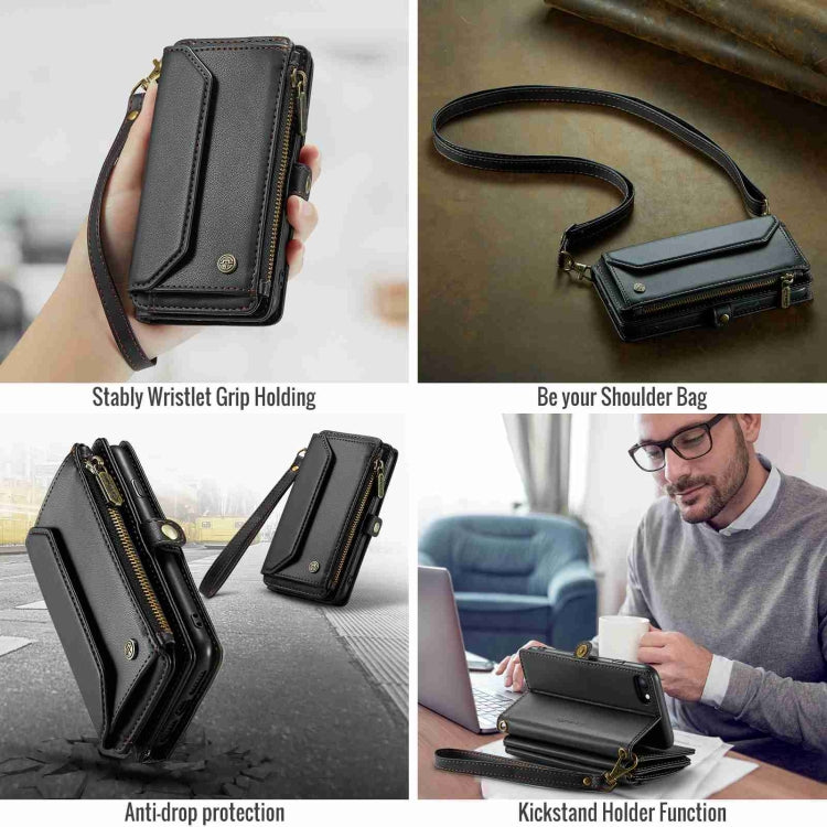 For iPhone SE 2022 / SE 2020 CaseMe C36 Card Slots Zipper Wallet RFID Anti-theft Leather Phone Case(Black) - HoMEdemic™ 