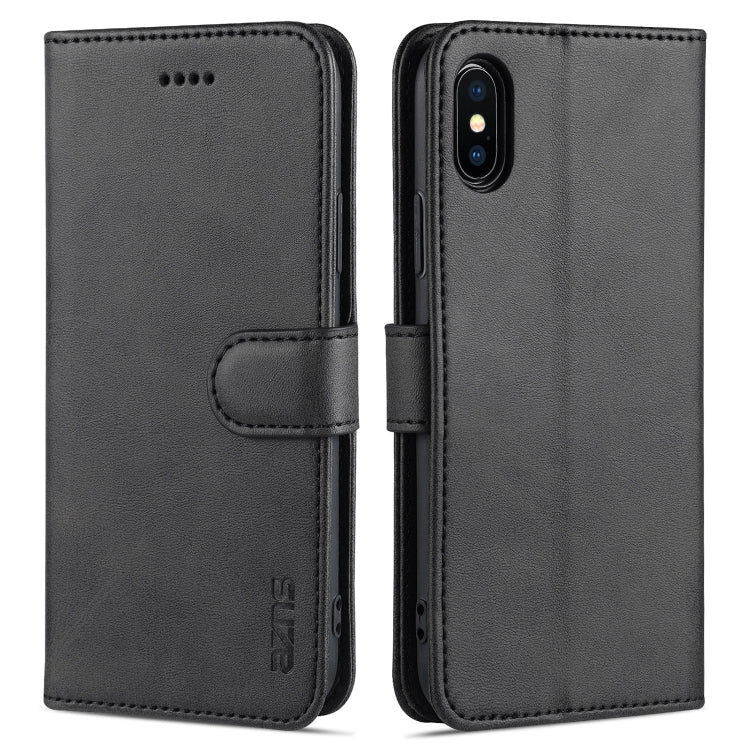 For iPhone X / XS AZNS Skin Feel Calf Texture Horizontal Flip Leather Case with Card Slots & Holder & Wallet(Black) - HoMEdemic™ 
