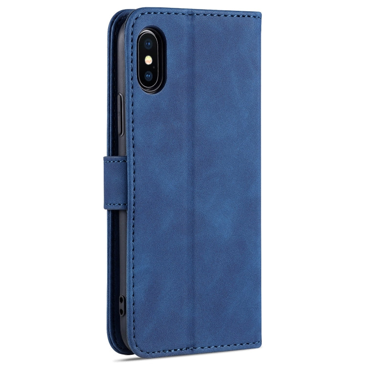 For iPhone X / XS AZNS Skin Feel Calf Texture Horizontal Flip Leather Case with Card Slots & Holder & Wallet(Blue) - HoMEdemic™ 
