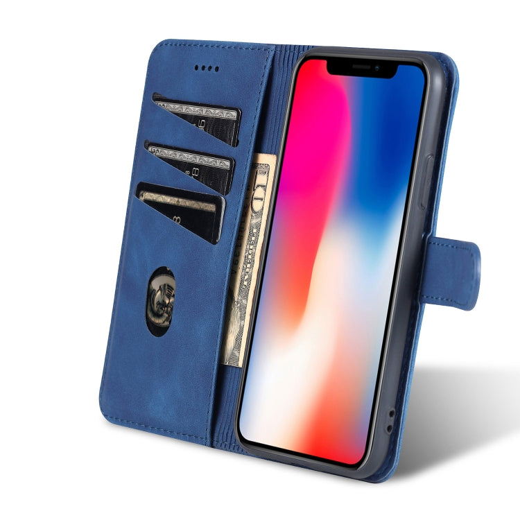 For iPhone X / XS AZNS Skin Feel Calf Texture Horizontal Flip Leather Case with Card Slots & Holder & Wallet(Blue) - HoMEdemic™ 
