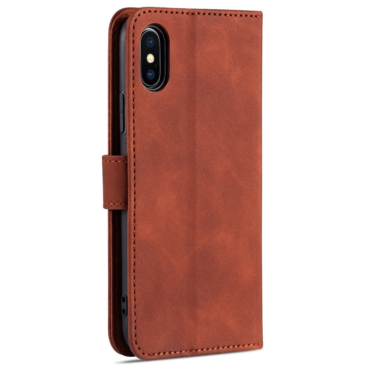 For iPhone X / XS AZNS Skin Feel Calf Texture Horizontal Flip Leather Case with Card Slots & Holder & Wallet(Brown) - HoMEdemic™ 