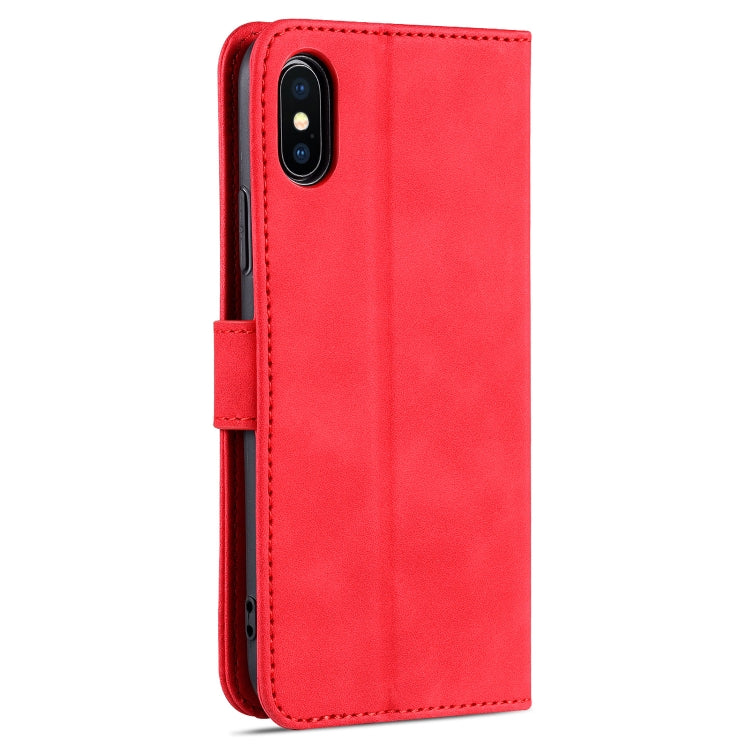 For iPhone X / XS AZNS Skin Feel Calf Texture Horizontal Flip Leather Case with Card Slots & Holder & Wallet(Red) - HoMEdemic™ 