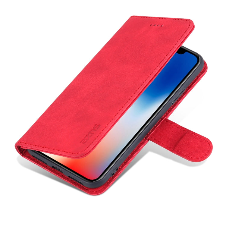 For iPhone X / XS AZNS Skin Feel Calf Texture Horizontal Flip Leather Case with Card Slots & Holder & Wallet(Red) - HoMEdemic™ 