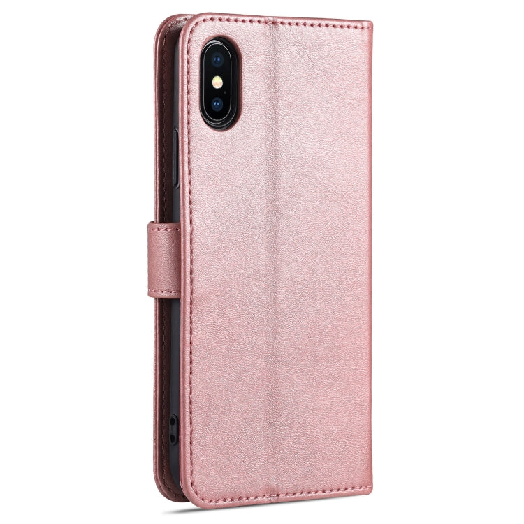 For iPhone X / XS AZNS Skin Feel Calf Texture Horizontal Flip Leather Case with Card Slots & Holder & Wallet(Rose Gold) - HoMEdemic™ 