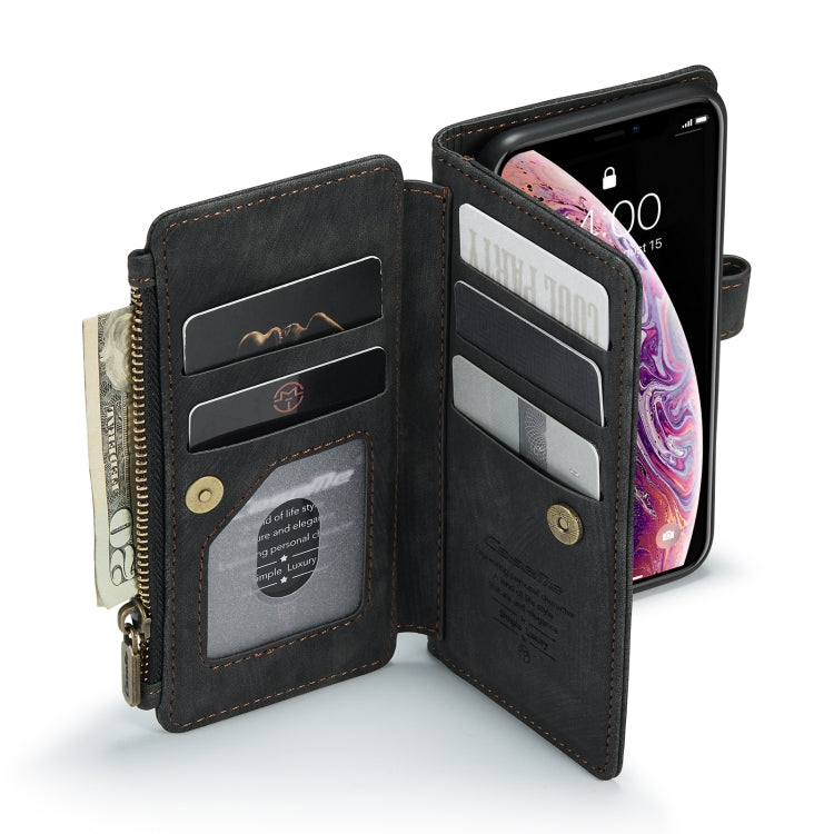 For iPhone X / XS CaseMe-C30 PU + TPU Multifunctional Horizontal Flip Leather Case with Holder & Card Slot & Wallet & Zipper Pocket(Black) - HoMEdemic™ 
