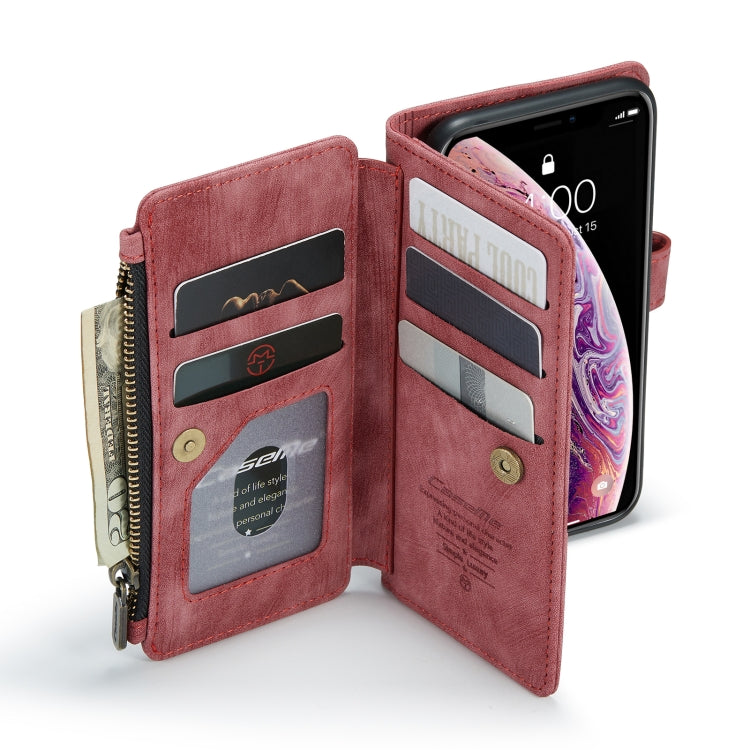 For iPhone X / XS CaseMe-C30 PU + TPU Multifunctional Horizontal Flip Leather Case with Holder & Card Slot & Wallet & Zipper Pocket(Red) - HoMEdemic™ 