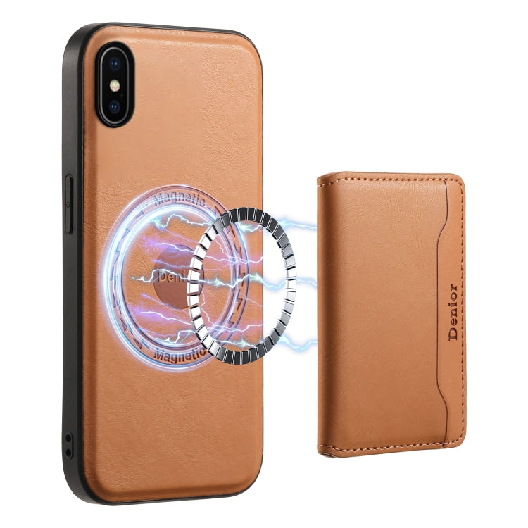 For iPhone X / XS Denior Cowhide Texture Leather MagSafe Detachable Wallet Phone Case(Khaki) - HoMEdemic™ 