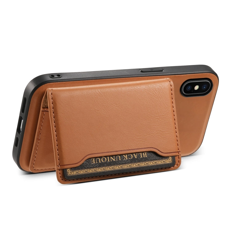For iPhone X / XS Denior Cowhide Texture Leather MagSafe Detachable Wallet Phone Case(Khaki) - HoMEdemic™ 