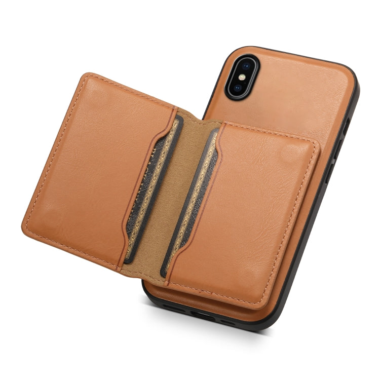 For iPhone X / XS Denior Cowhide Texture Leather MagSafe Detachable Wallet Phone Case(Khaki) - HoMEdemic™ 