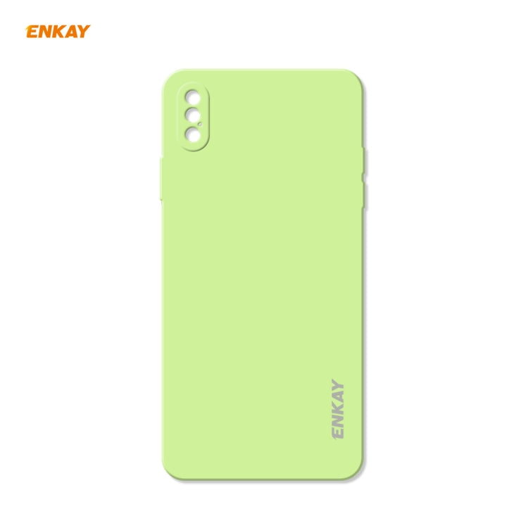 For iPhone X / XS ENKAY ENK-PC071 Hat-Prince Liquid Silicone Straight Edge Shockproof Protective Case(Light Green) - HoMEdemic™ 
