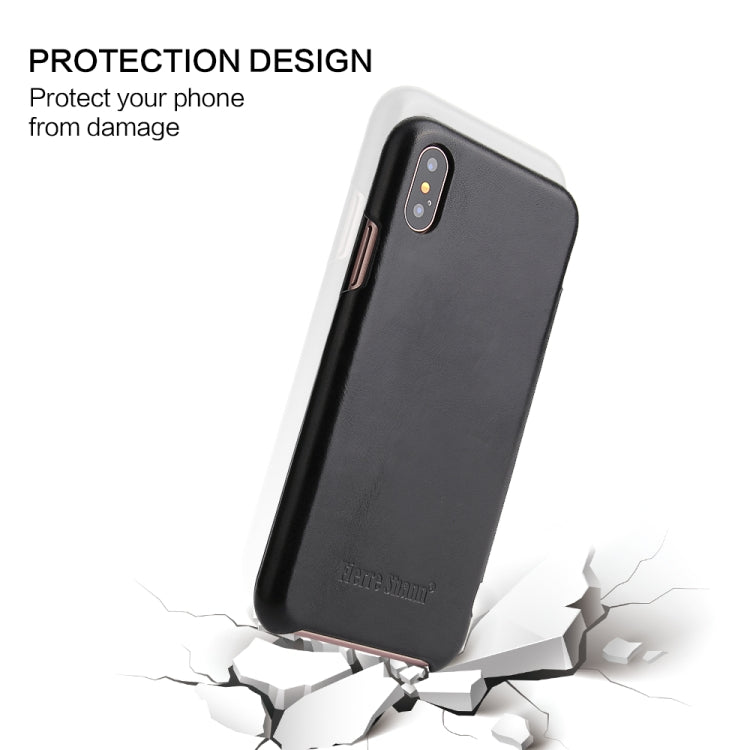 For iPhone X / XS Fierre Shann Business Magnetic Horizontal Flip Genuine Leather Case(Black) - HoMEdemic™ 