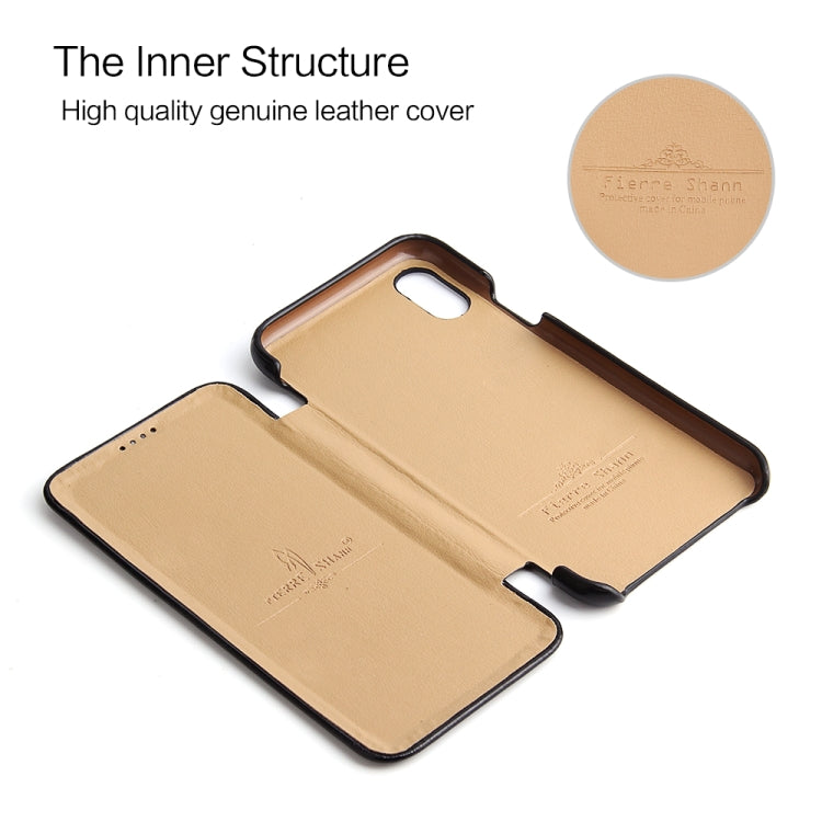 For iPhone X / XS Fierre Shann Business Magnetic Horizontal Flip Genuine Leather Case(Black) - HoMEdemic™ 