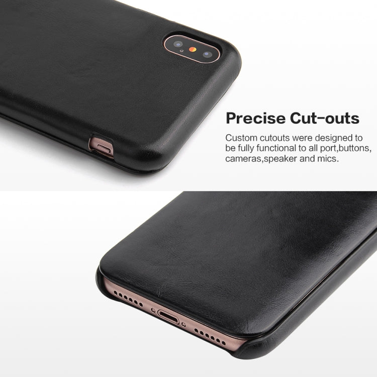 For iPhone X / XS Fierre Shann Business Magnetic Horizontal Flip Genuine Leather Case(Black) - HoMEdemic™ 