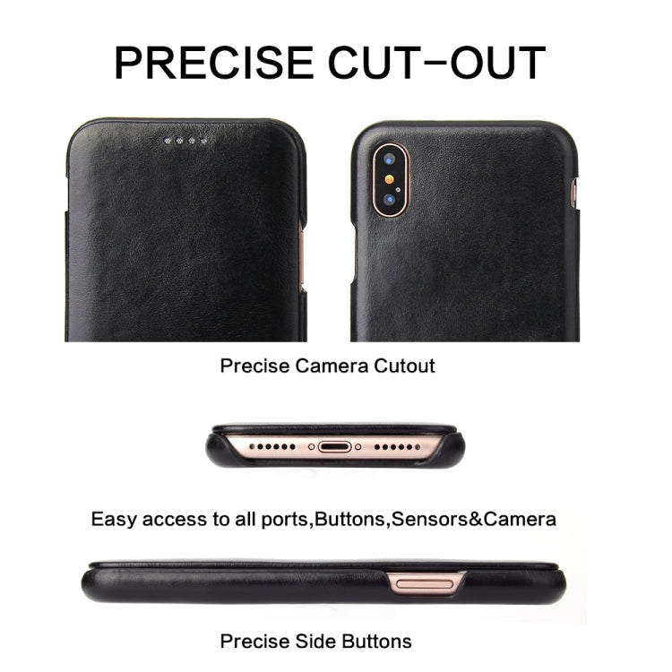 For iPhone X / XS Fierre Shann Business Magnetic Horizontal Flip Genuine Leather Case(Black) - HoMEdemic™ 
