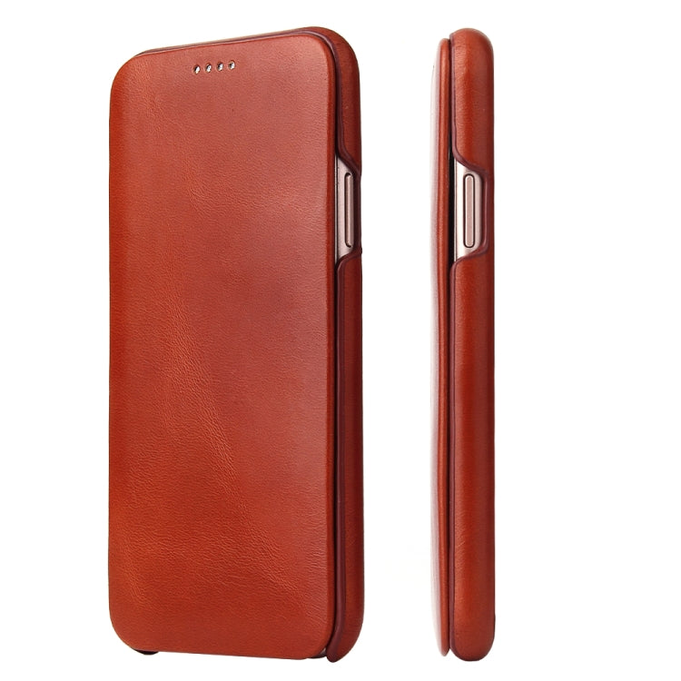 For iPhone X / XS Fierre Shann Business Magnetic Horizontal Flip Genuine Leather Case(Brown) - HoMEdemic™ 