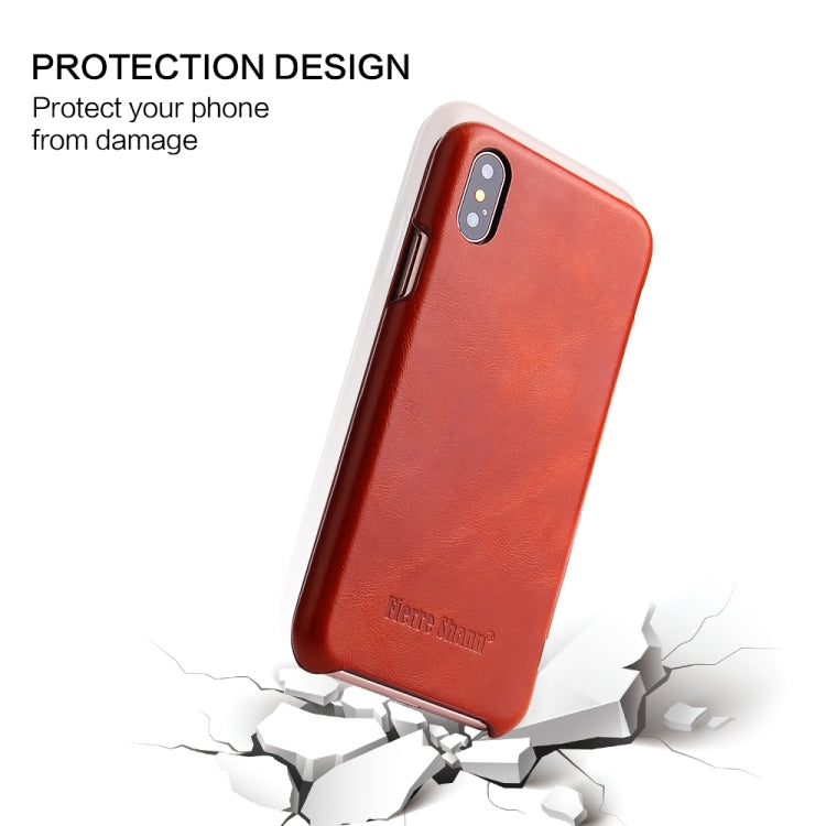 For iPhone X / XS Fierre Shann Business Magnetic Horizontal Flip Genuine Leather Case(Brown) - HoMEdemic™ 