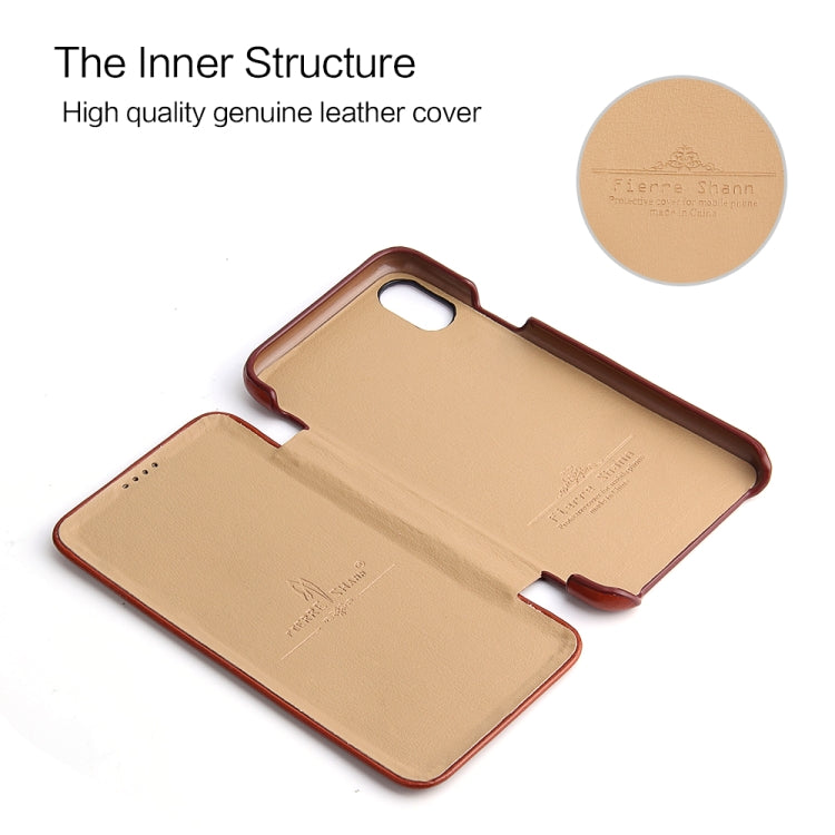 For iPhone X / XS Fierre Shann Business Magnetic Horizontal Flip Genuine Leather Case(Brown) - HoMEdemic™ 