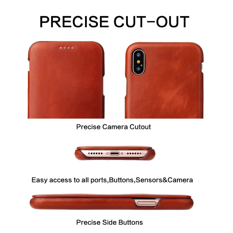 For iPhone X / XS Fierre Shann Business Magnetic Horizontal Flip Genuine Leather Case(Brown) - HoMEdemic™ 