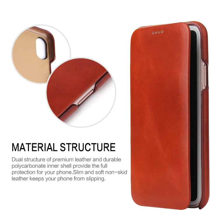 For iPhone X / XS Fierre Shann Business Magnetic Horizontal Flip Genuine Leather Case(Brown) - HoMEdemic™ 