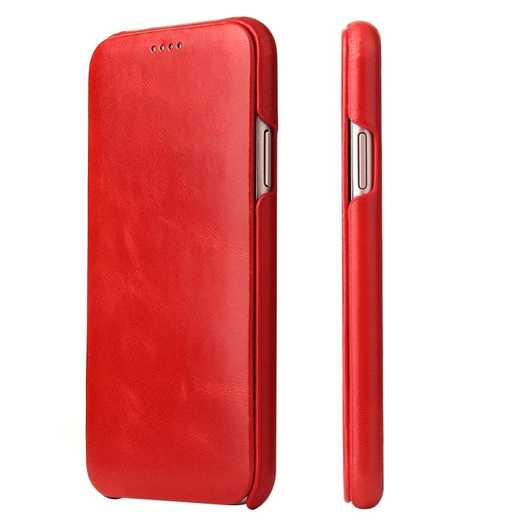 For iPhone X / XS Fierre Shann Business Magnetic Horizontal Flip Genuine Leather Case(Red) - HoMEdemic™ 