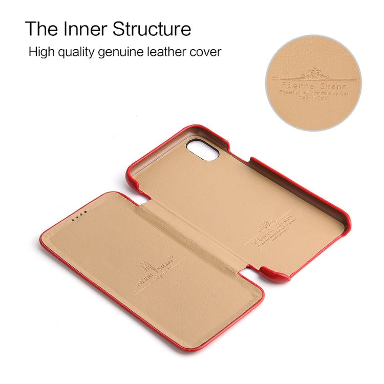For iPhone X / XS Fierre Shann Business Magnetic Horizontal Flip Genuine Leather Case(Red) - HoMEdemic™ 
