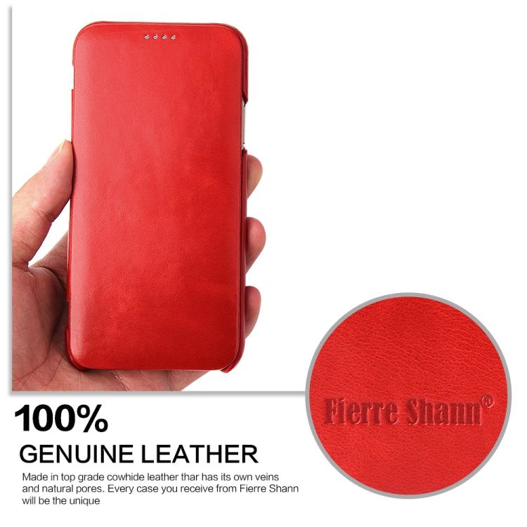 For iPhone X / XS Fierre Shann Business Magnetic Horizontal Flip Genuine Leather Case(Red) - HoMEdemic™ 