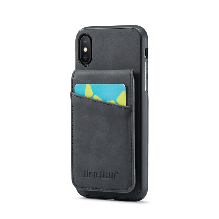 For iPhone X / XS Fierre Shann Crazy Horse Card Holder Back Cover PU Phone Case(Black) - HoMEdemic™ 