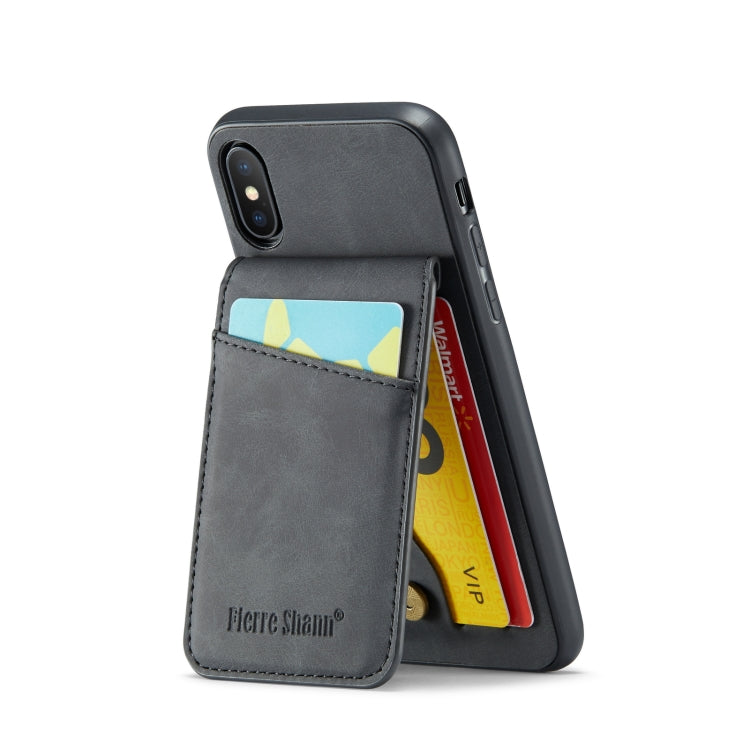 For iPhone X / XS Fierre Shann Crazy Horse Card Holder Back Cover PU Phone Case(Black) - HoMEdemic™ 