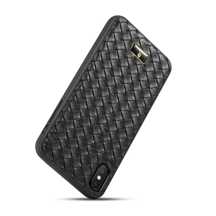 For iPhone X / XS Fierre Shann Leather Texture Phone Back Cover Case(Woven Black) - HoMEdemic™ 