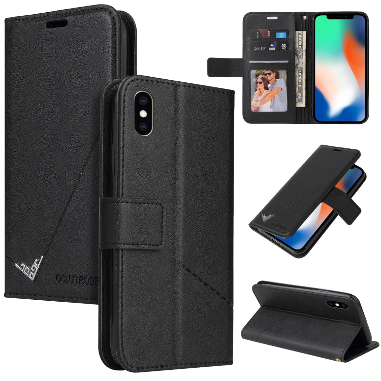 For iPhone X / XS GQUTROBE Right Angle Leather Phone Case(Black) - HoMEdemic™ 